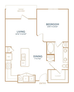 A3 - One Bedroom / One Bath - 788 Sq. Ft.*